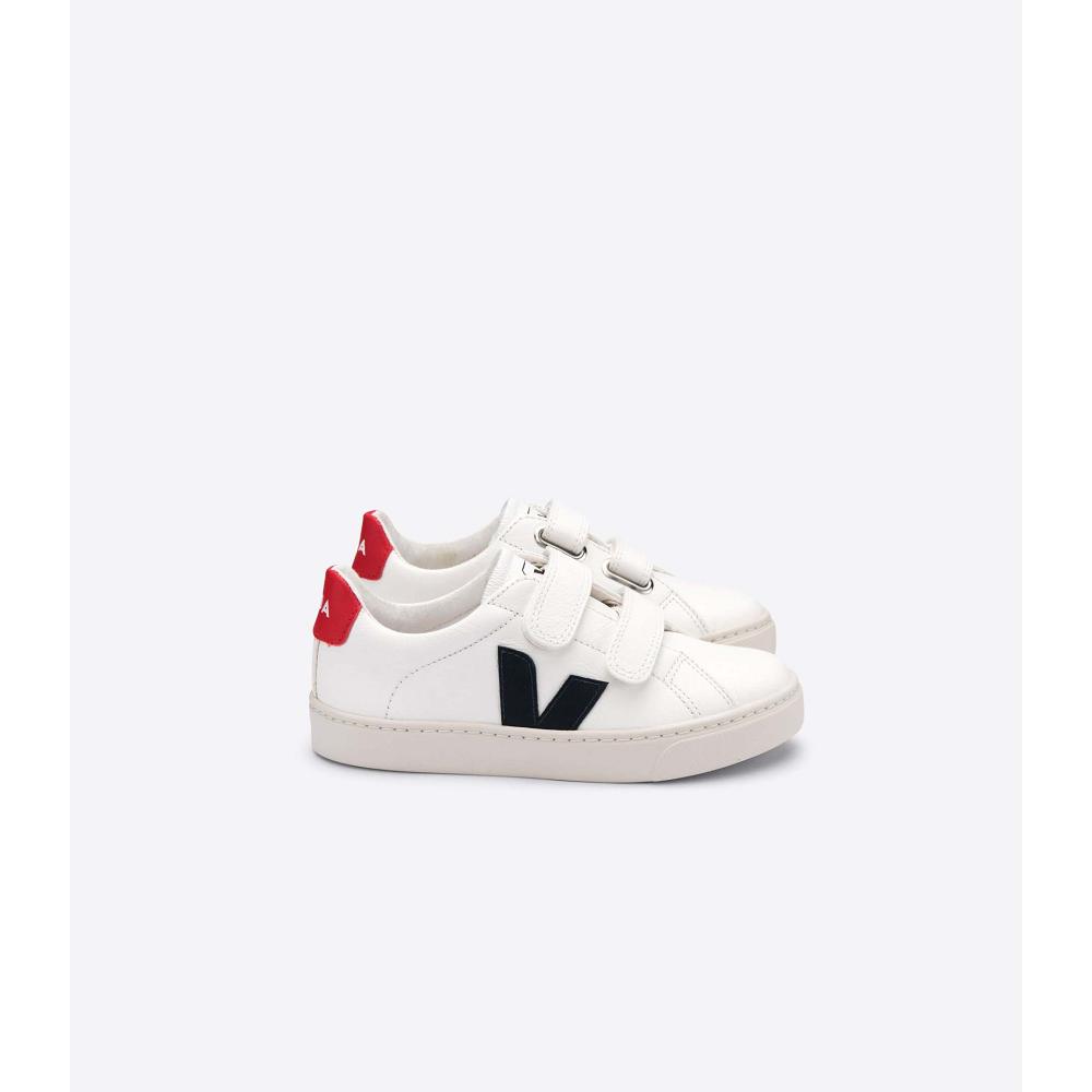 Kids\' Veja ESPLAR CHROMEFREE Sneakers White/Black/Red | ZA 835PJJ